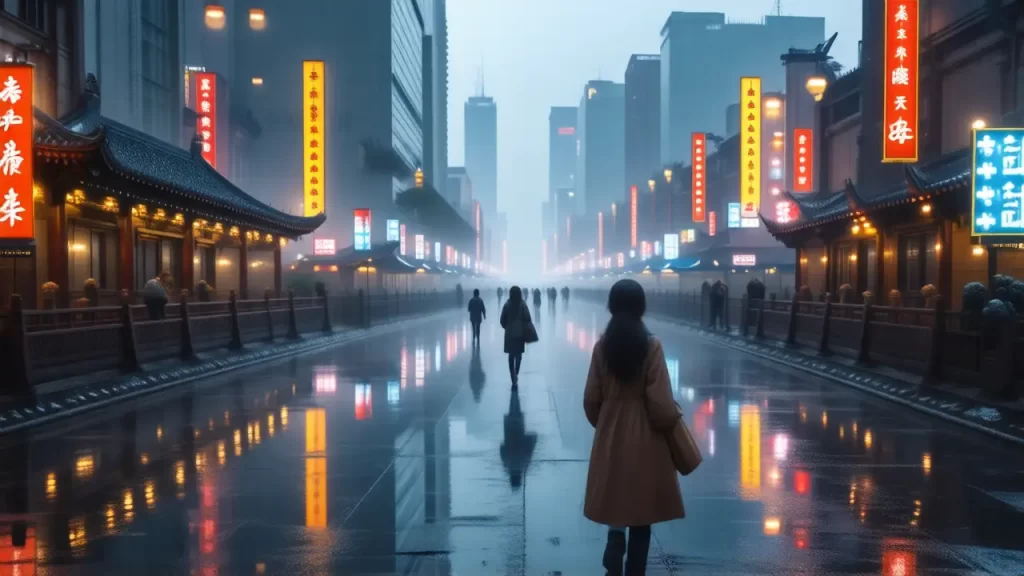 Ciudad futurista china fusiona culturas vibrantes