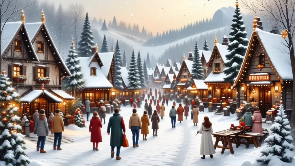 Un pueblo navideño vibrante y acogedor