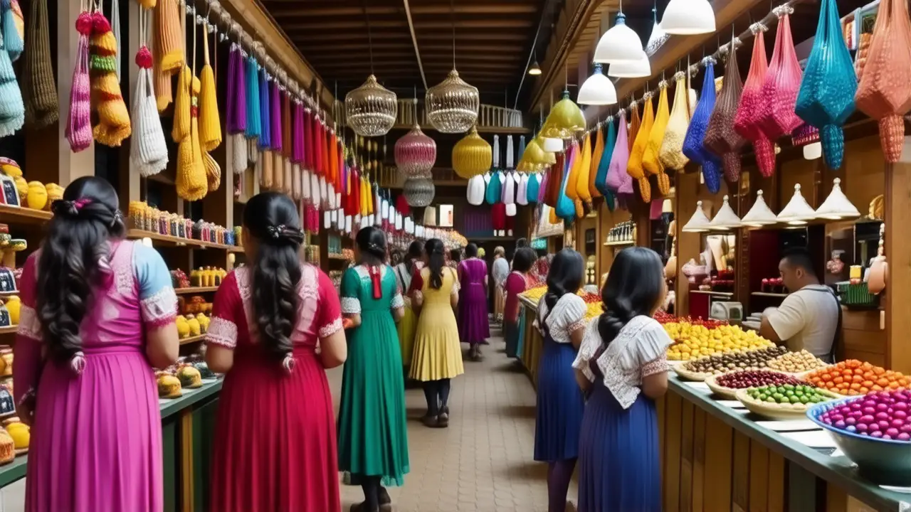 Mercado mexicano vibrante y lleno de color