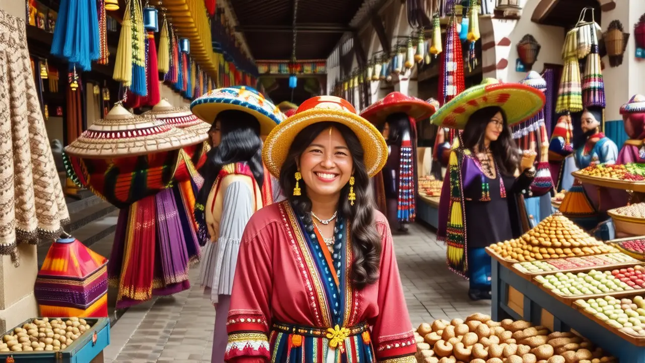 Un mercado mexicano vibrante y festivo