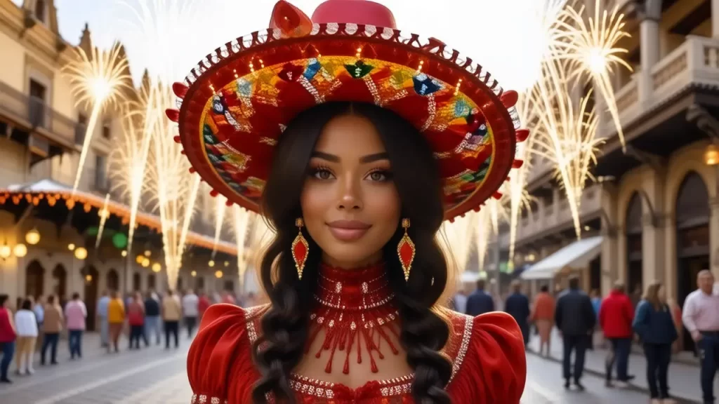 Ciudad mexicana vibrante en celebración