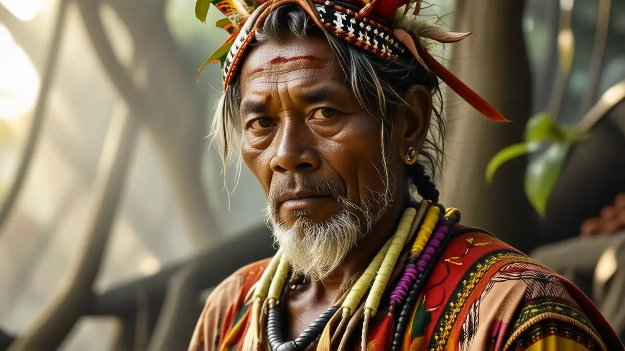 Un indígena realiza un ritual ancestral