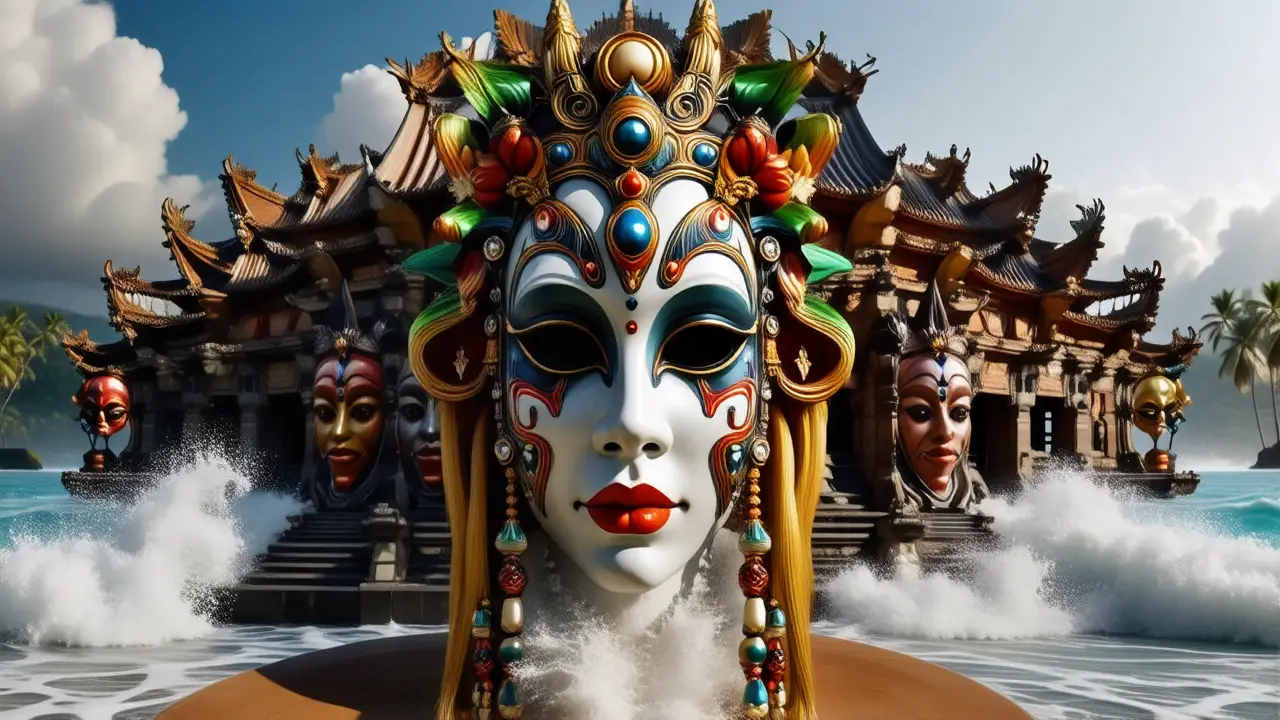 Templo asiático vibrante, cultura y color