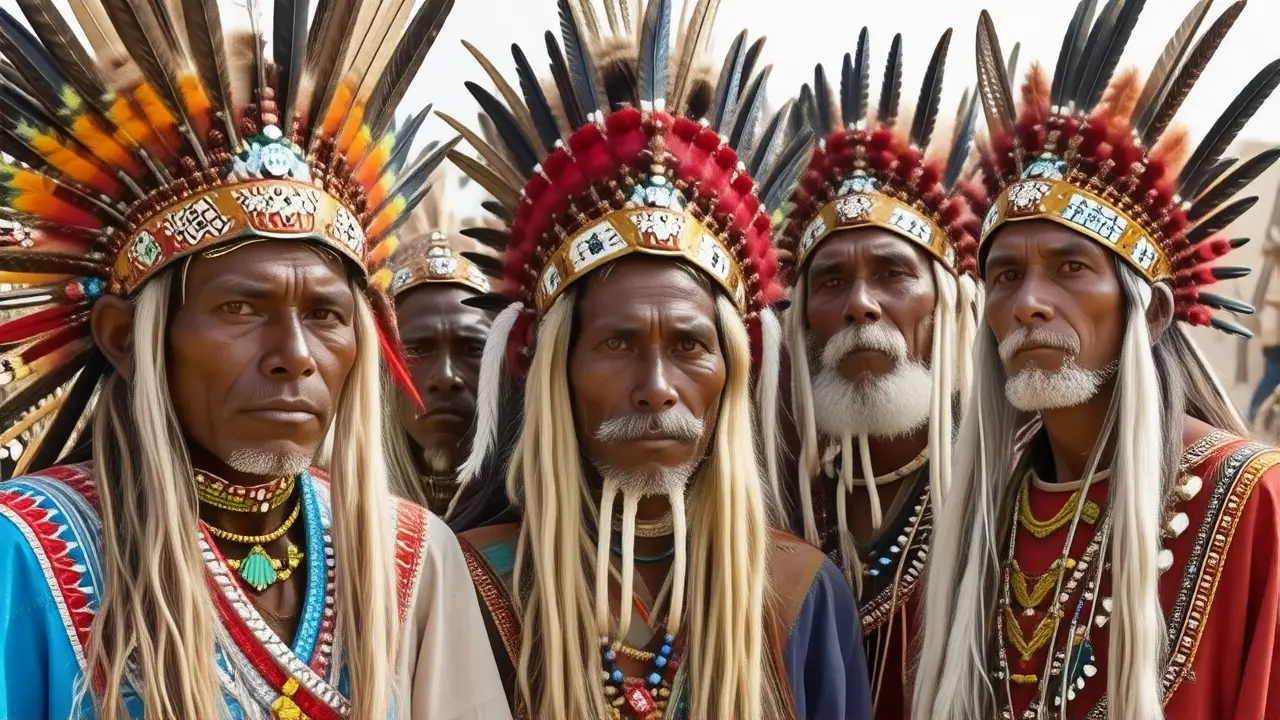 Hombres indígenas mexicanos exhiben su cultura