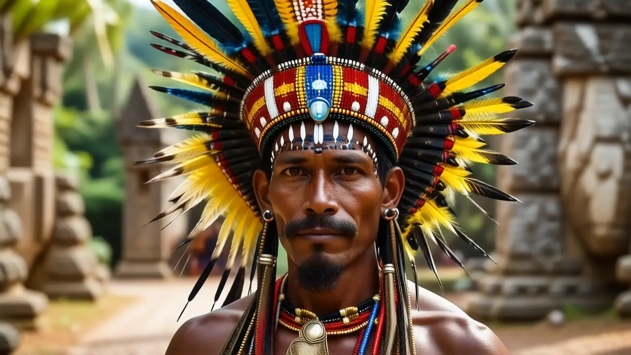Guerrero indígena danza ceremonial ancestral