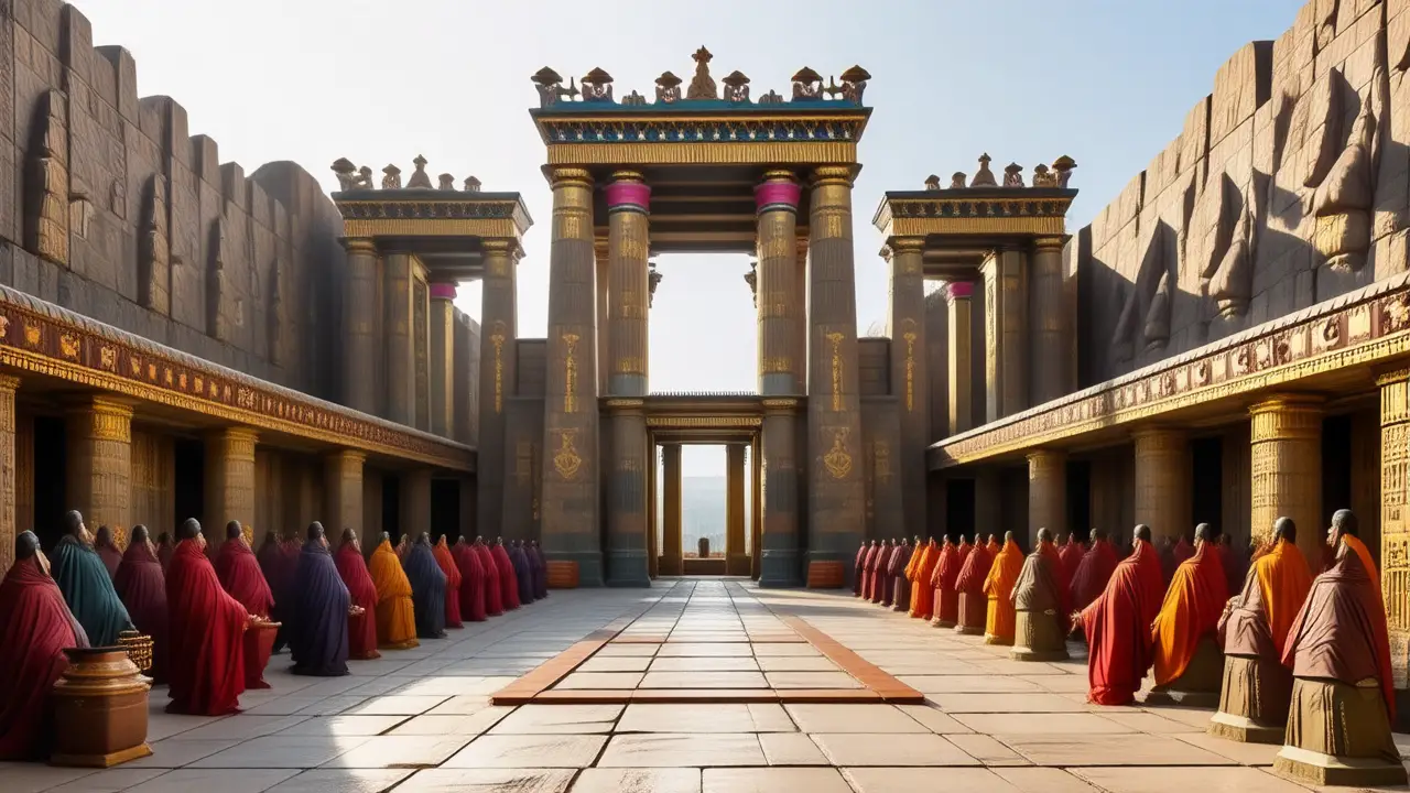 Un templo mesopotámico antiguo, místico y vibrante