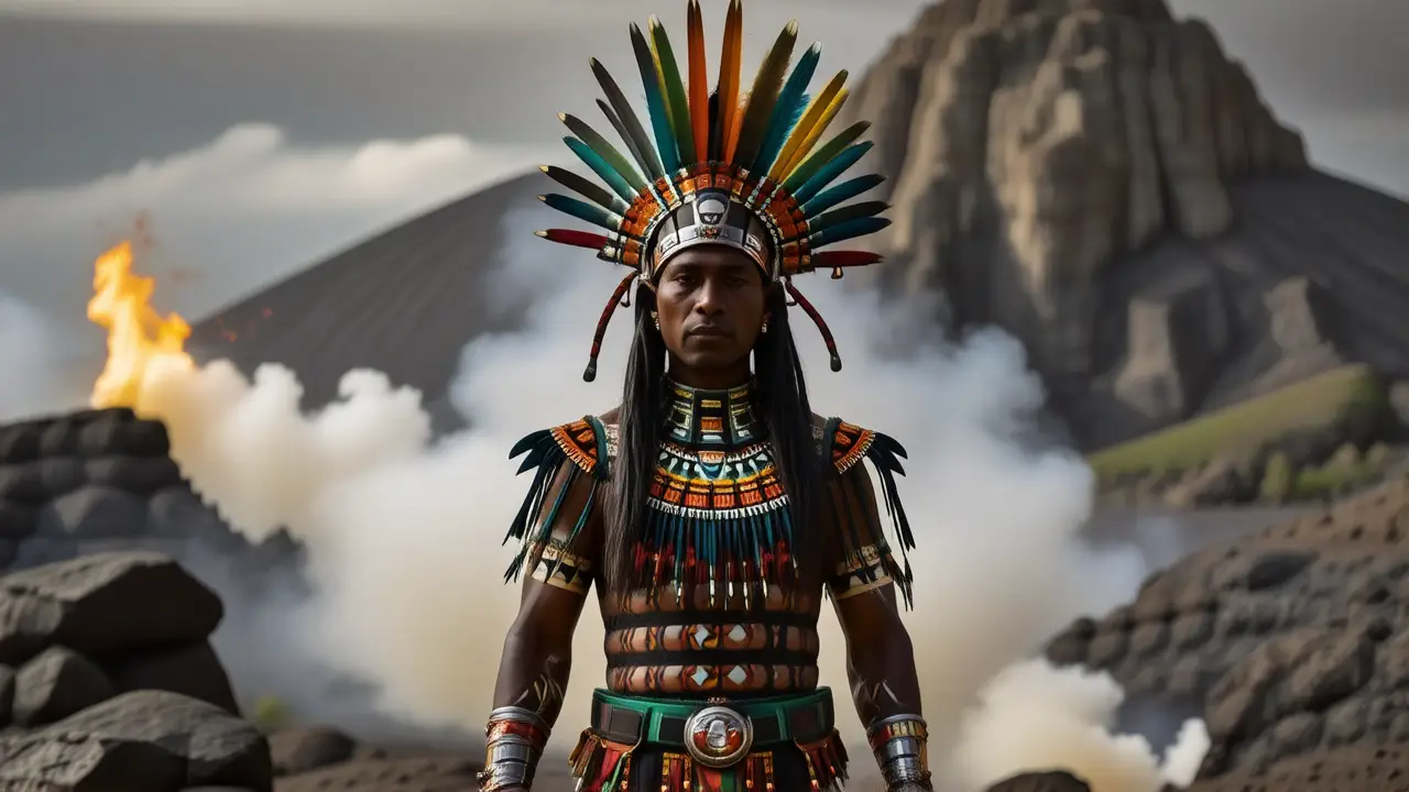 Sacerdote azteca: ritual vibrante y místico