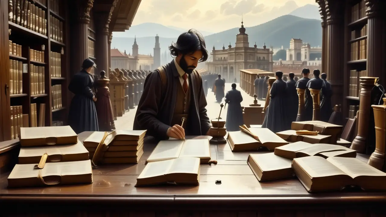 Una biblioteca antigua y solemne